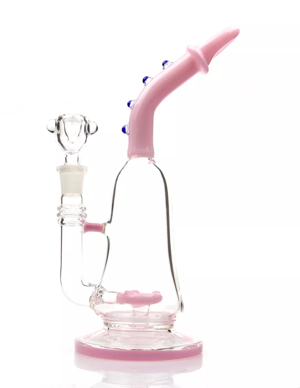 10" Pink Bent Neck Volcanic Filter Glass Water Pipe