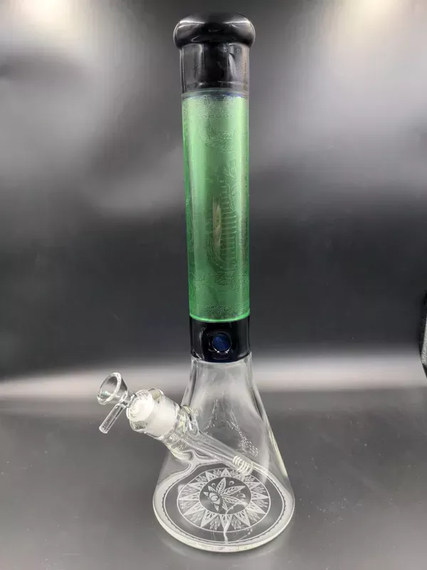 15 ” Genie 9mm Sandblasted Artwork Glass Water Bong