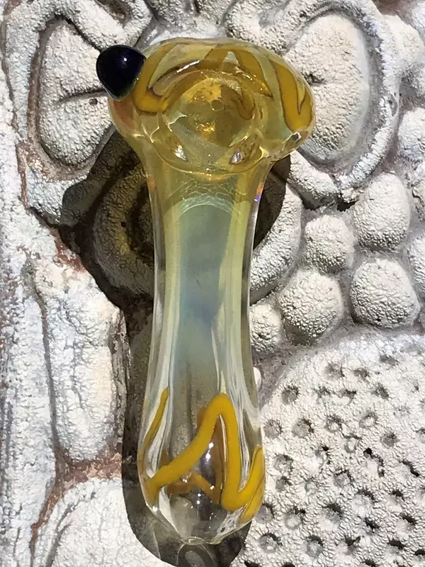 3.5" Fumed Glass Best Spoon Hand Pipe - Clear Gold
