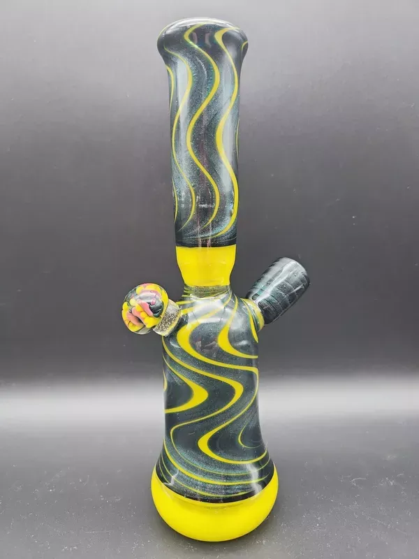 8 ” Golden Dichro Swirl Heady Rig – by Sprout Glass