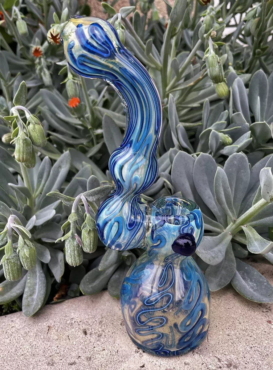 8" Thick Fumed Glass Handcrafted Bubbler - Collectible Design