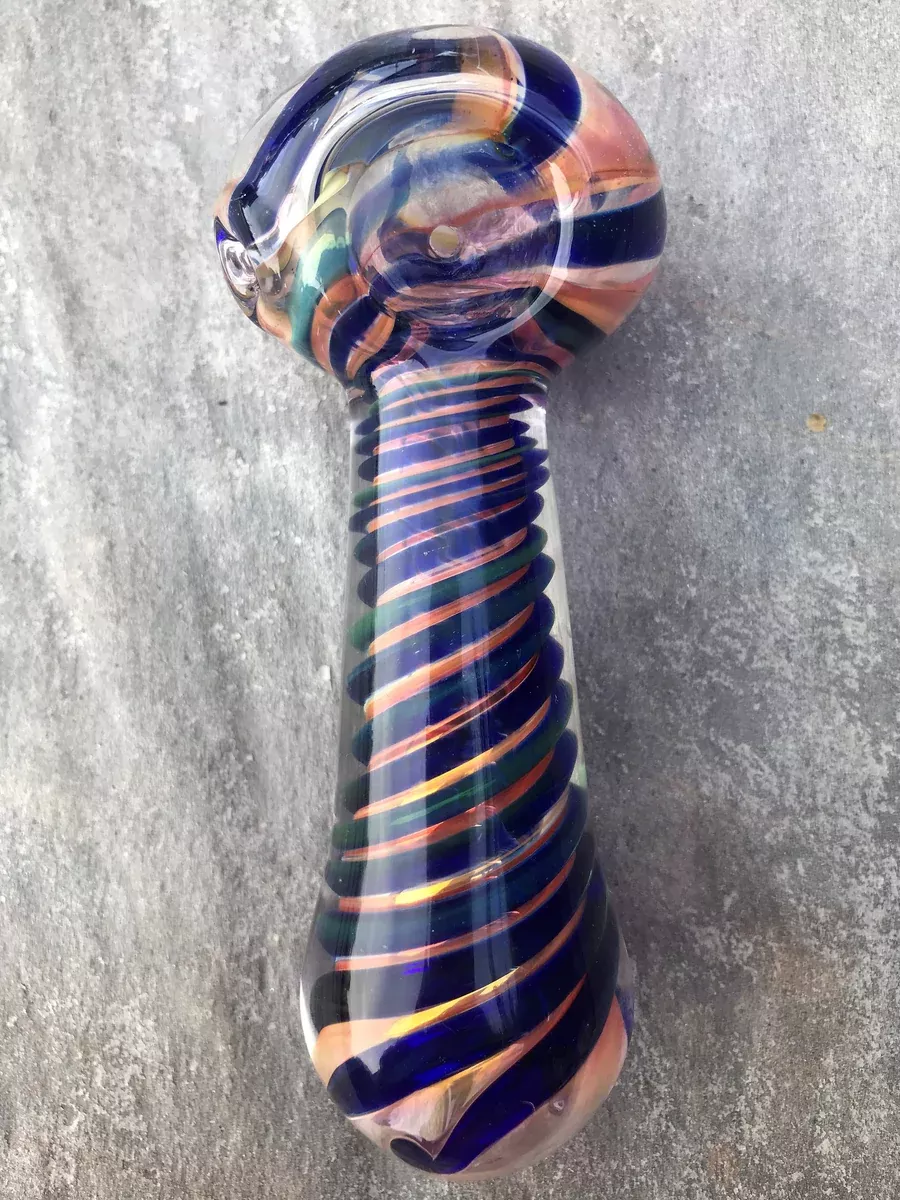 Best 4.5" Handmade Thick Glass Spoon Pipe with Unique Swirl Design - Colors Vary