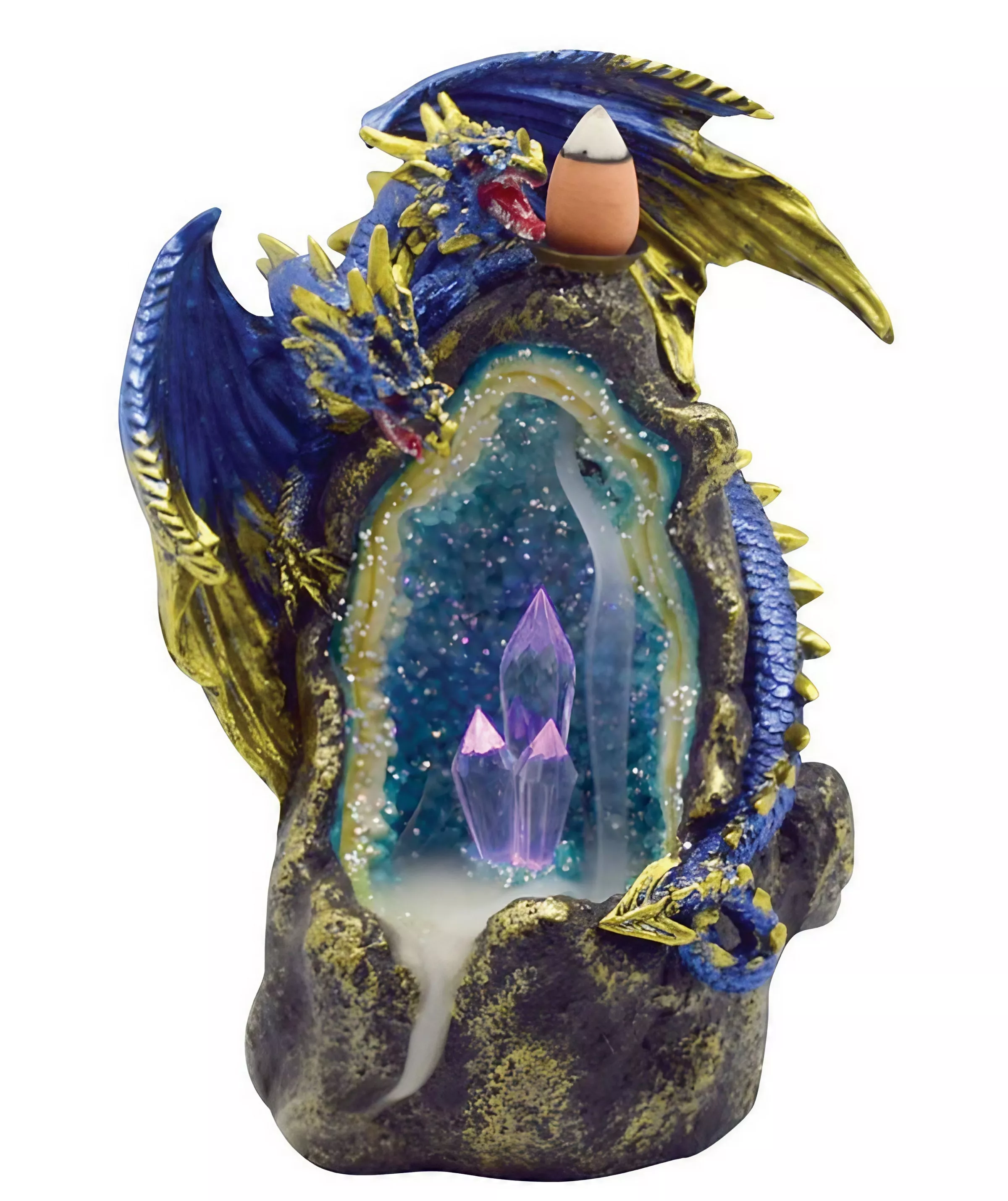 Dragon Backflow Incense Burner w/ LED – Polyresin / 6 “