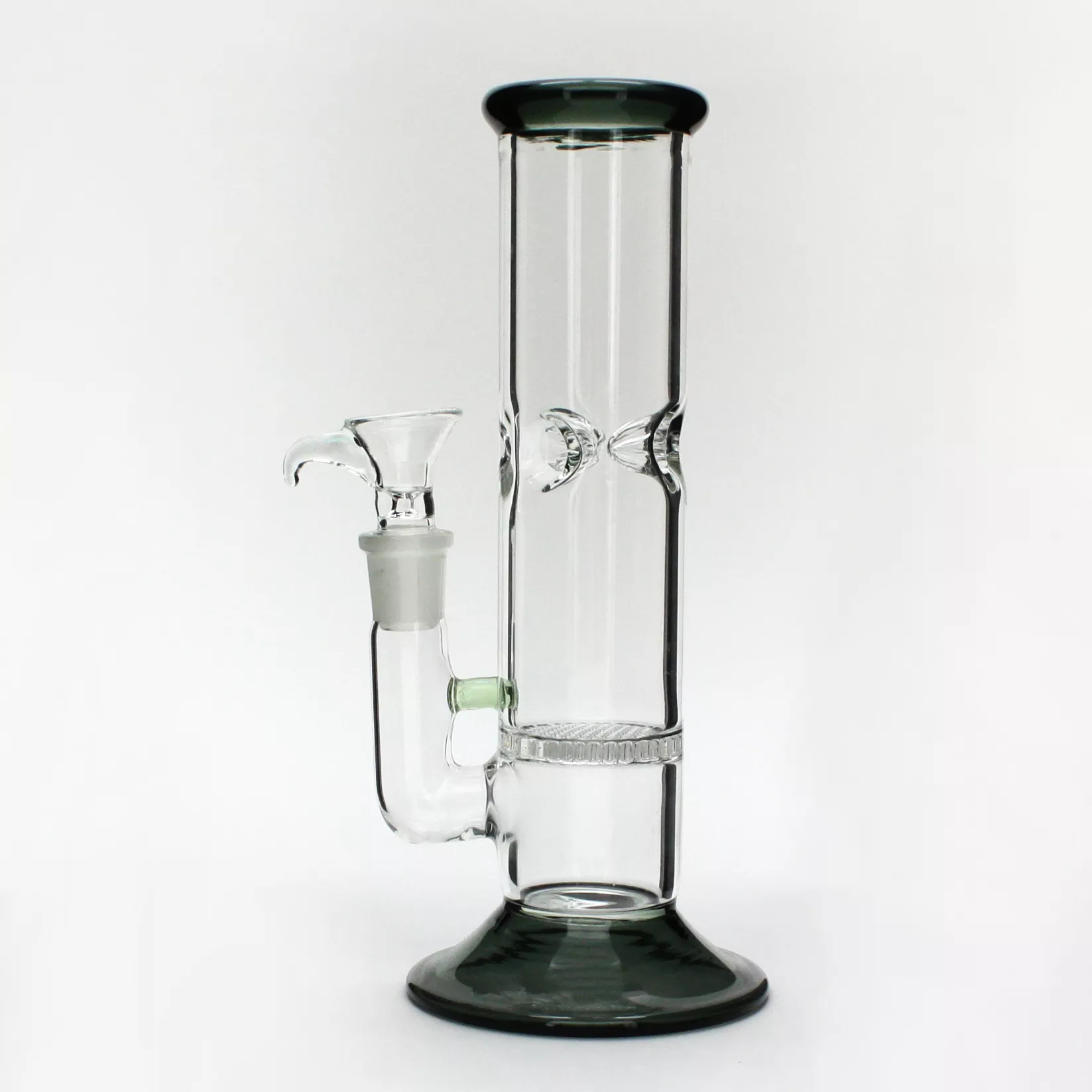 Gray Rimmed Water Pipe with Honeycomb Perc