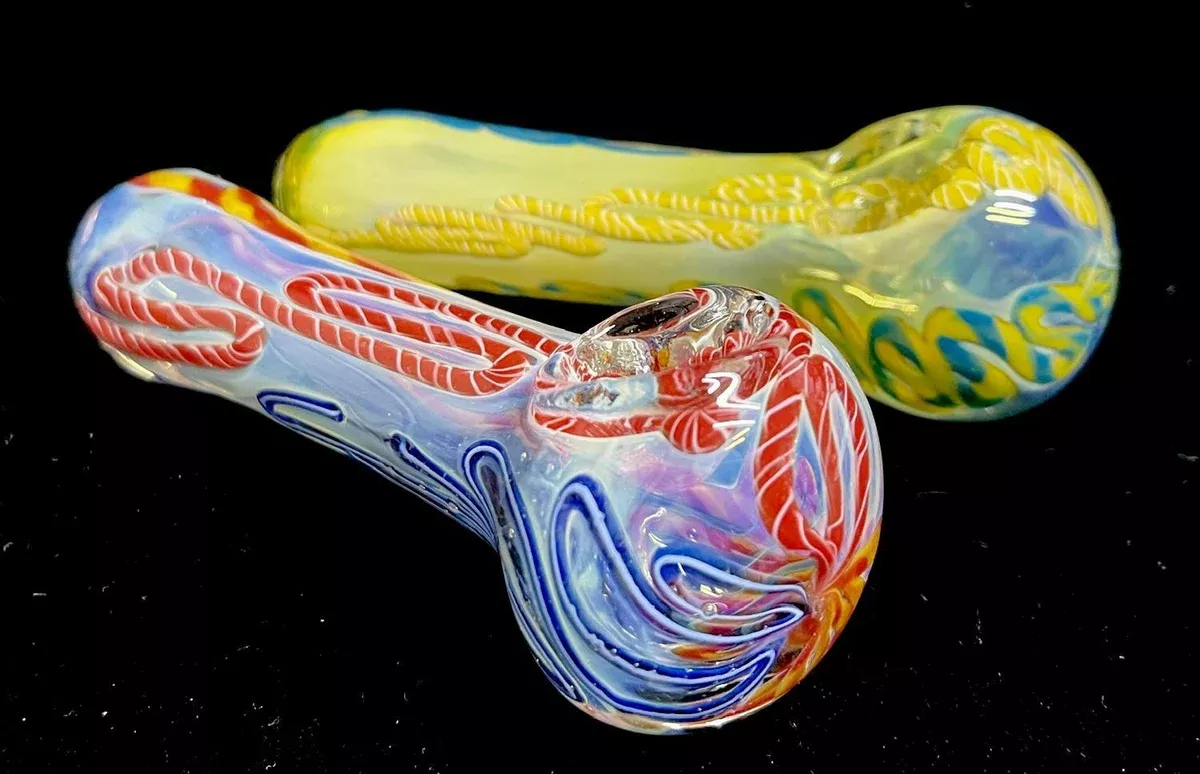 *Hand Pipe 4.5" Glass Fumed Lattice