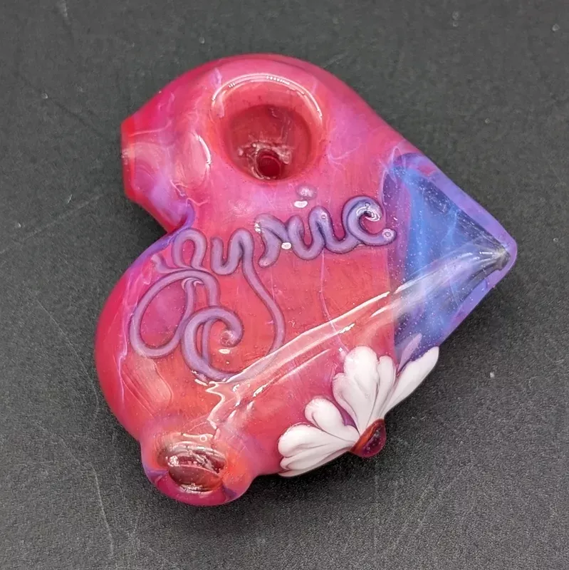 Lyric Glass – Heart Pipe w/ Cherry Blossoms