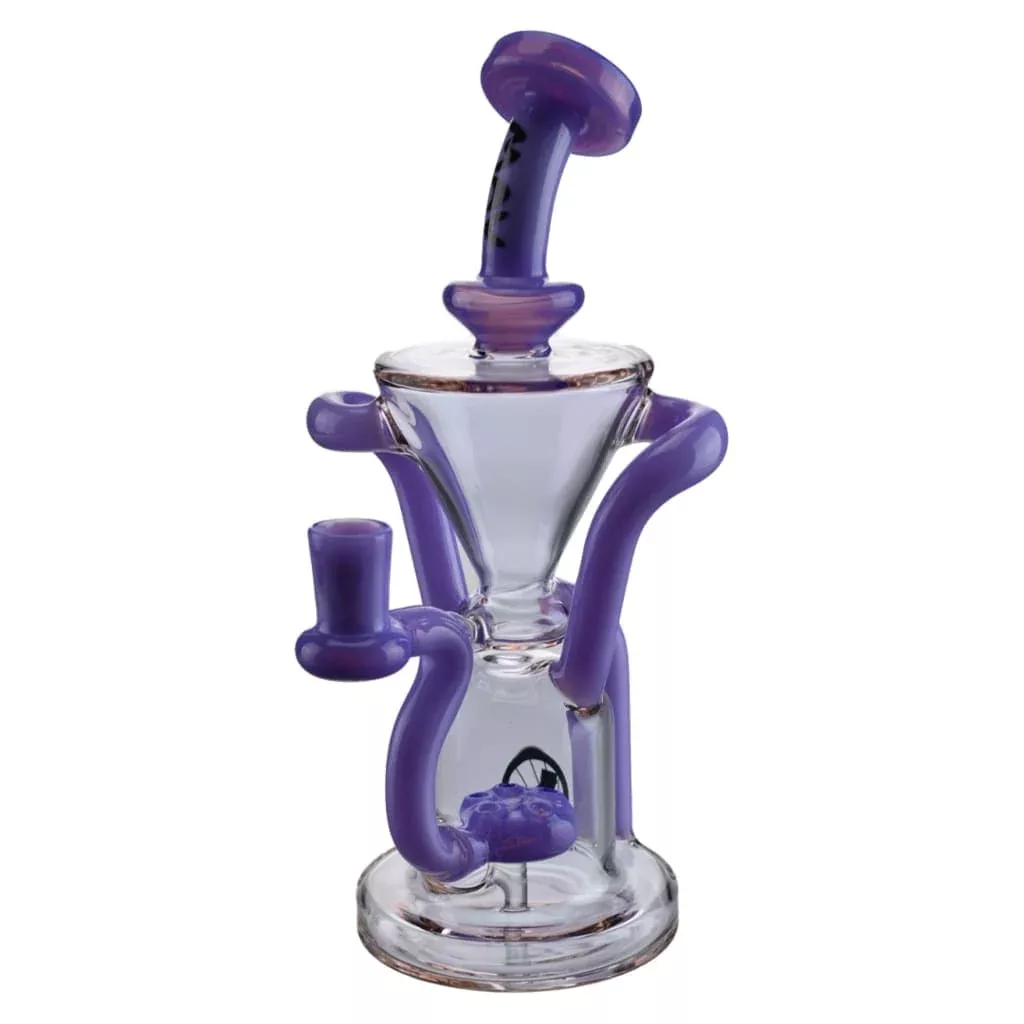 Mav Glass Humboldt Recycler with 4-hole Inverted Perc and Bottle-hourglass Design