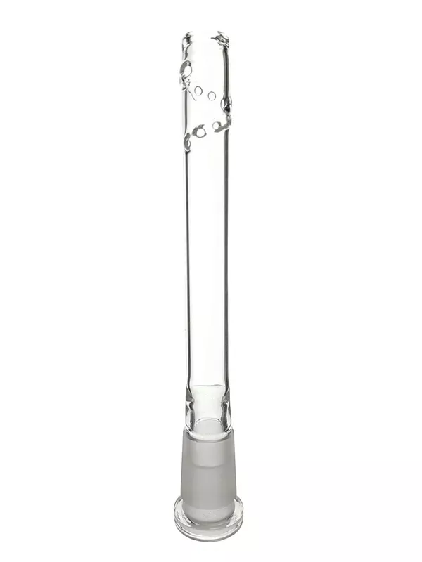 PIED PIPE – Glass on Glass Downstem w/ 11-Hole “Spiral” Diffusion – 18mm to 14mm