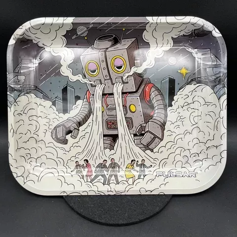Pulsar Large Metal Rolling Tray | Attack of the Dope Bot | 13"x11"