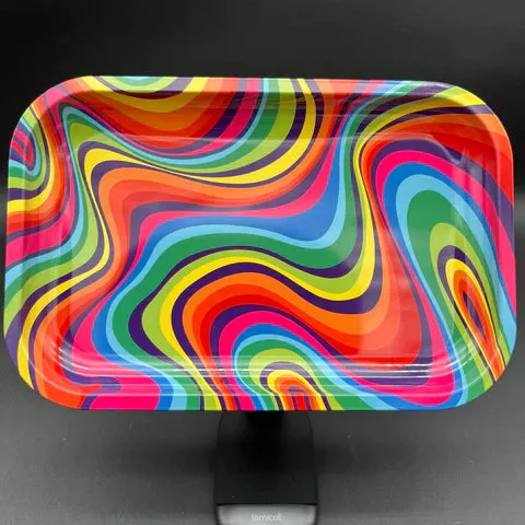 Rainbow Swirl Metal Rolling Tray | 11"x7"