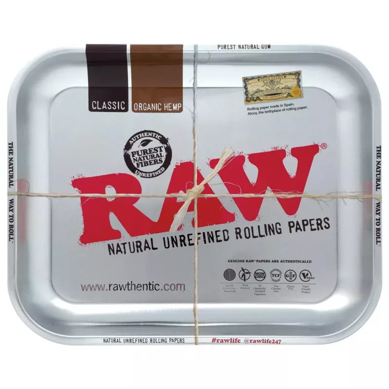 RAW High Seeded Steel Rolling Tray Silver - 2 Sizes