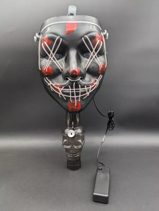 Scary Purge Light Up Gas Mask & Acrylic Water Pipe Set | 8″