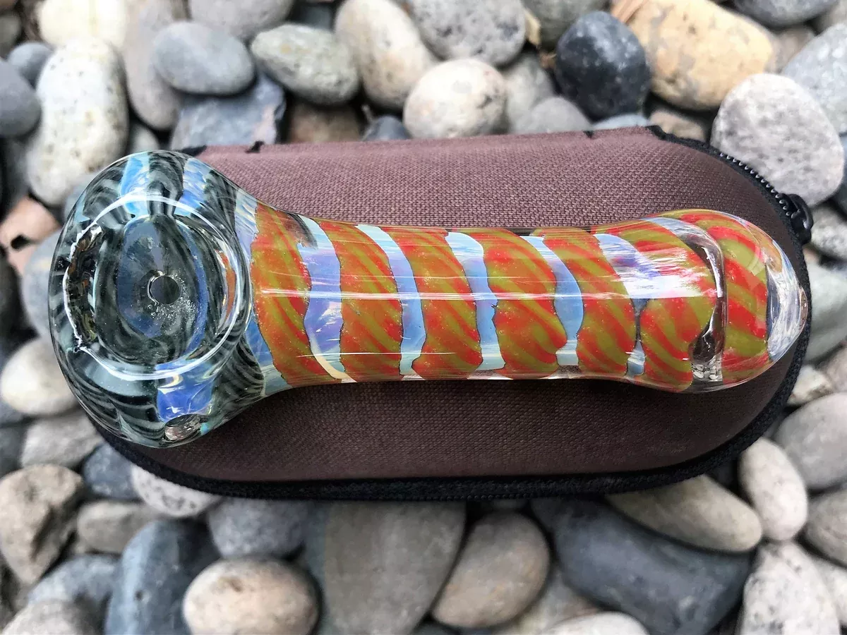 Spoon Hand Pipe 3.5" Fumed Glass Zipper Padded Hard Case