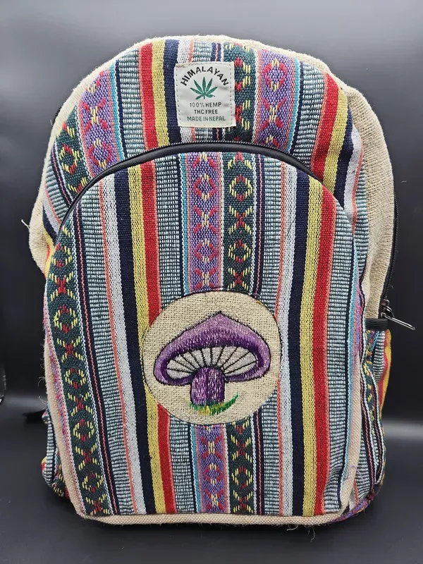 ThreadHeads Himalayan Hemp Funky Mushroom Backpack – 12 “x16 “
