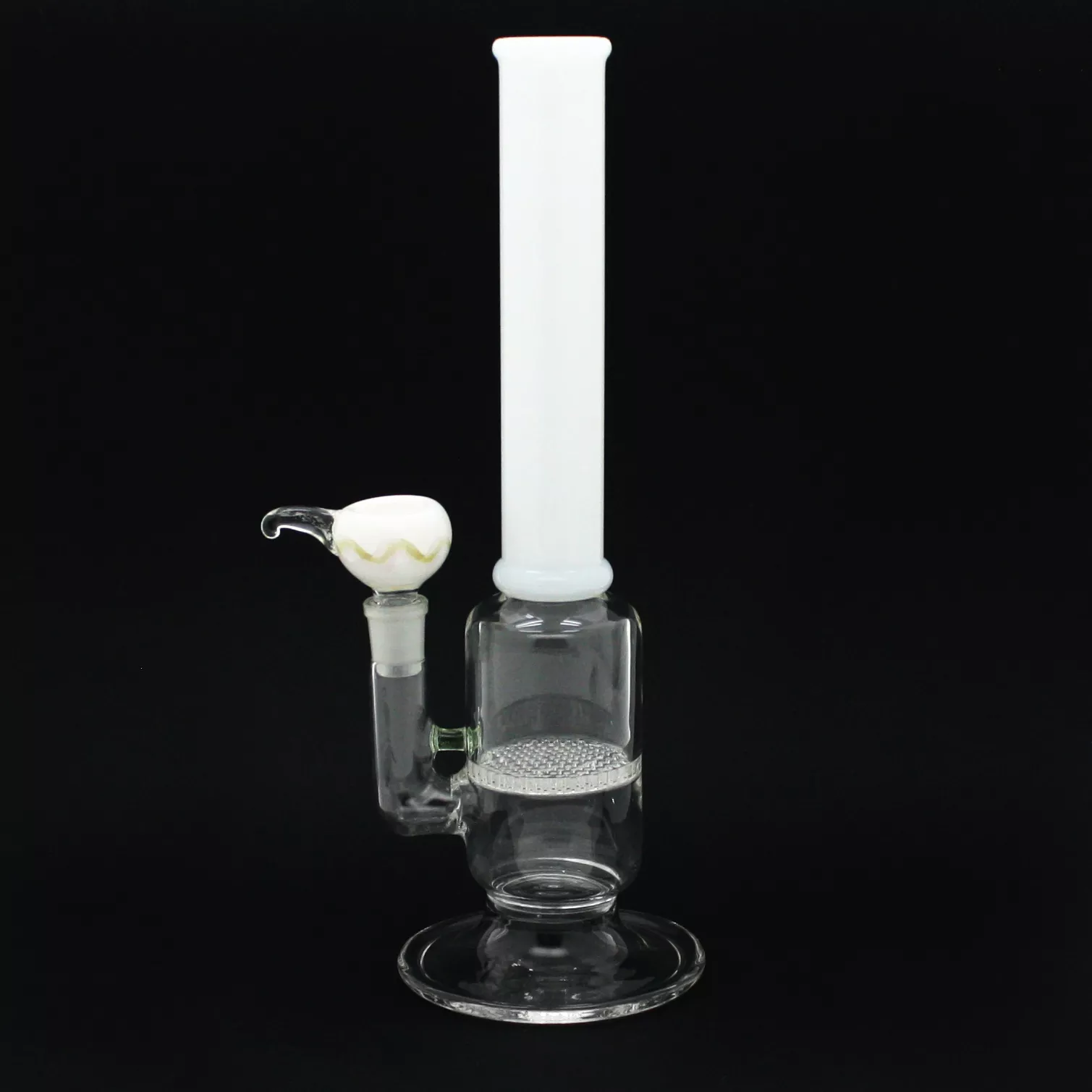 White Tube Glass Water Pipe with Honeycomb Perc