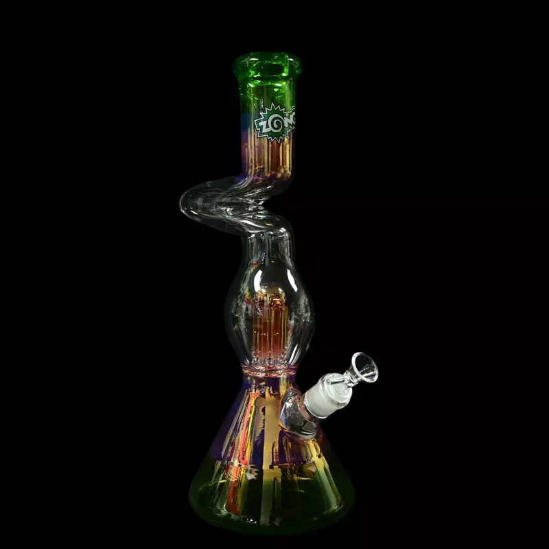 Zong Skinny Artistic Beaker w/ Perc – Gold Fume/Lime