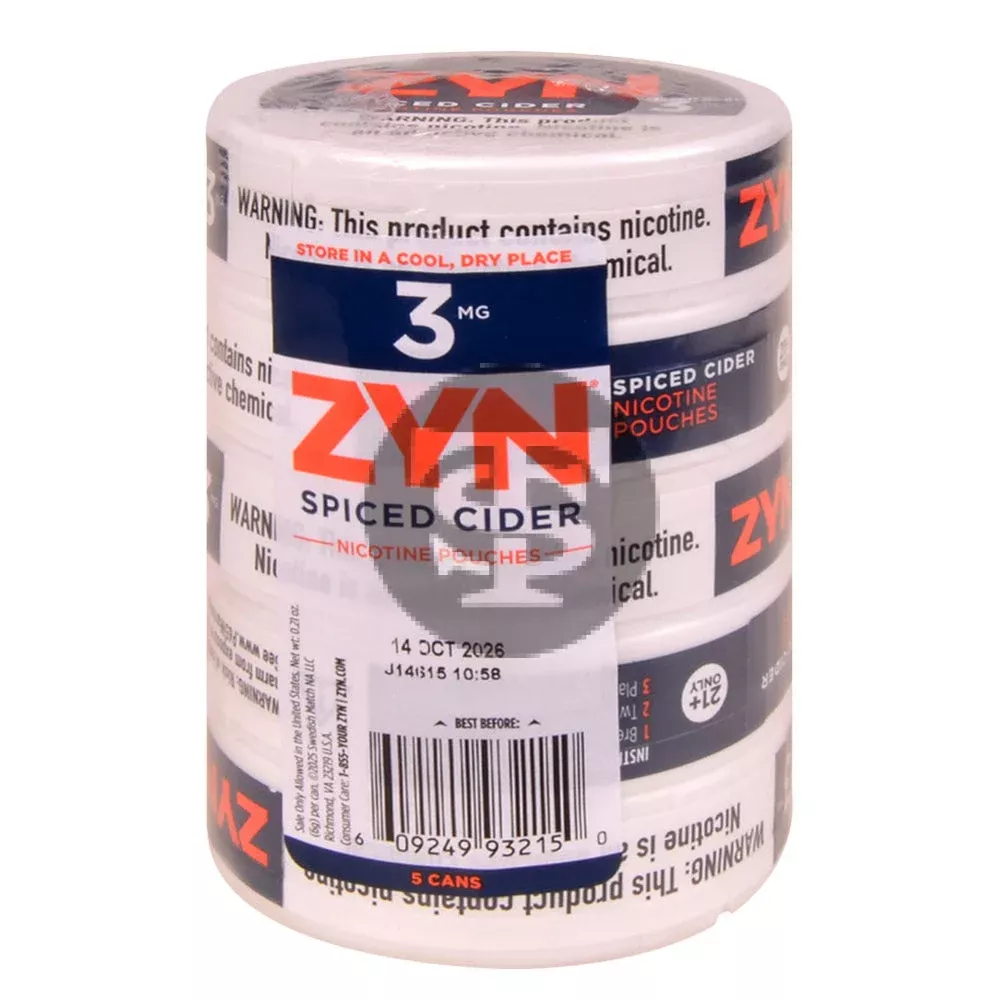 Zyn Nicotine pouches 3mg Spiced Cider, 5 cans
