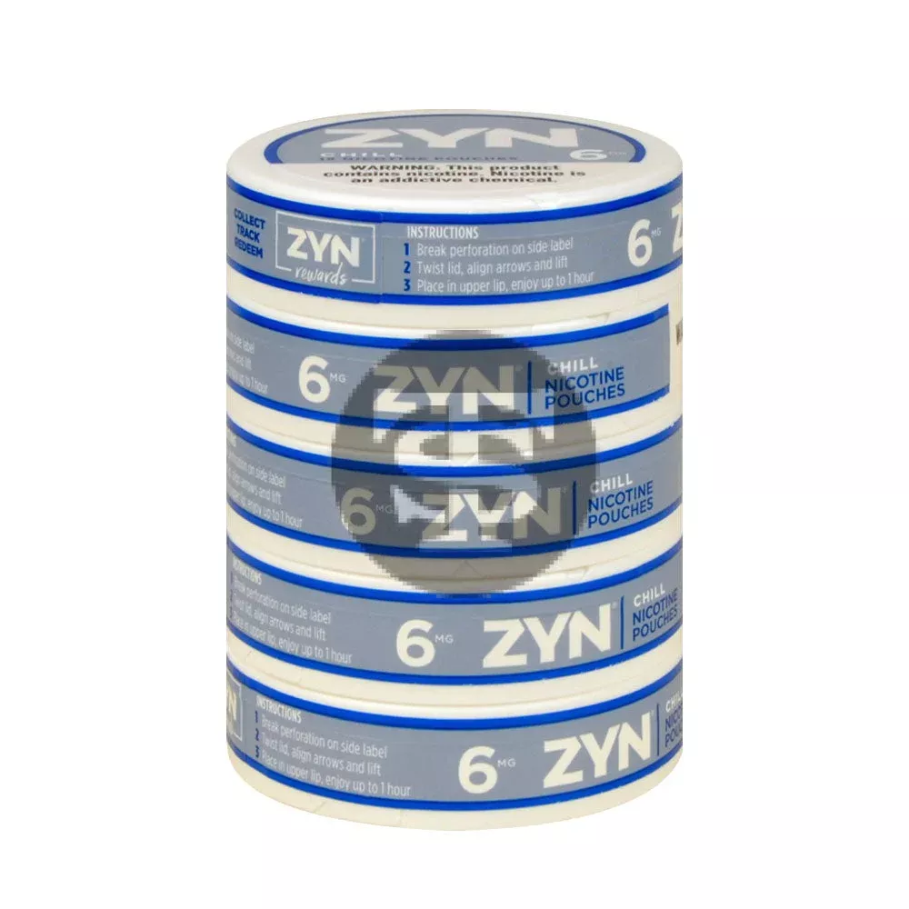 Zyn Nicotine pouches 6mg Chill, 5 cans