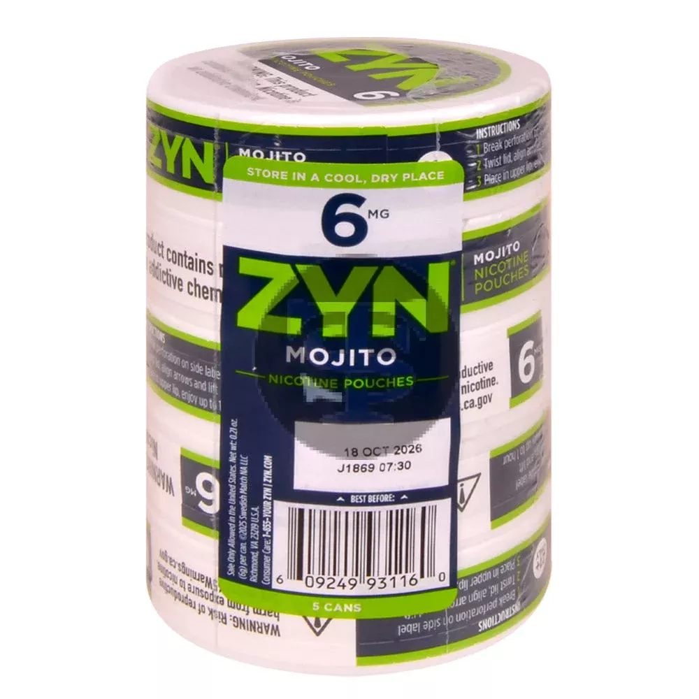 Zyn Nicotine pouches 6mg Mojito, 5 cans