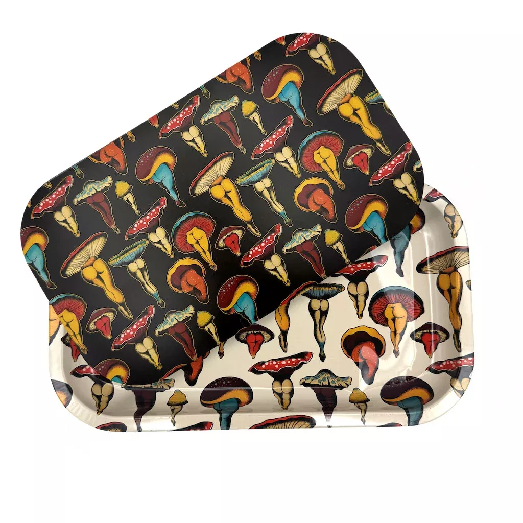 ZZZ’s Metal Rolling Tray With Lid - Shroom Booties by Cecilia Granata